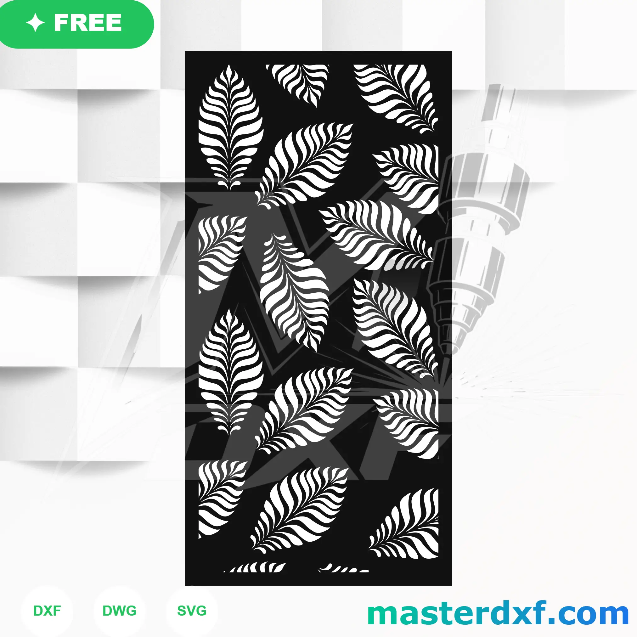 Dynamic Floating Feather Silhouette Privacy Wall Screen DXF File